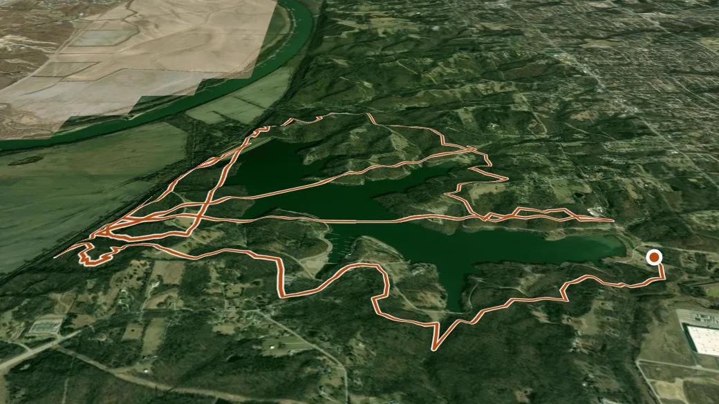 3-D terrain view of Bridle Trail (Wyandotte County Lake Park)