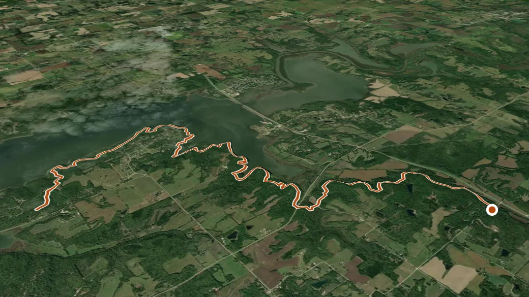 3-D terrain view of Perry Lake Trail