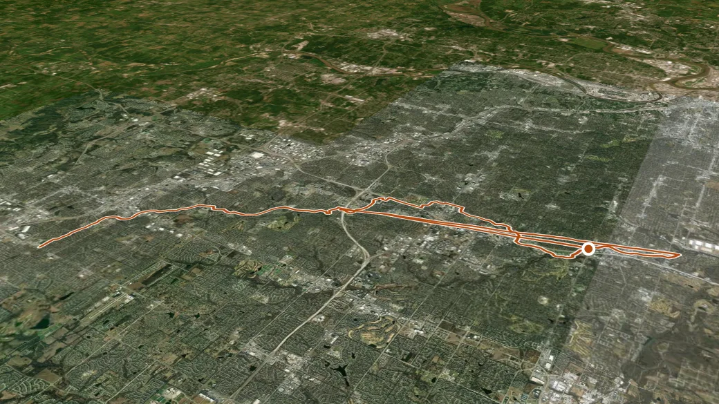 3-D terrain view of Indian Creek Trail