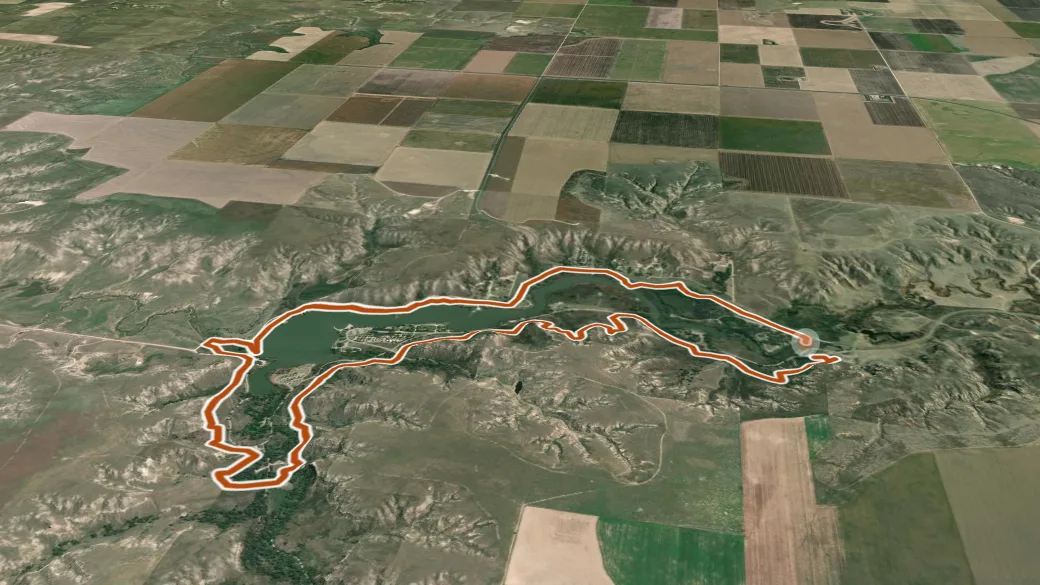 3-D terrain view of Lake Scott Trail
