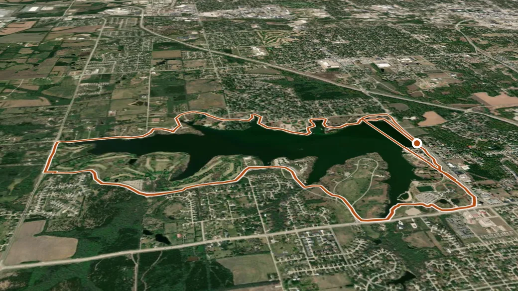 3-D terrain view of Lake Shawnee Trail