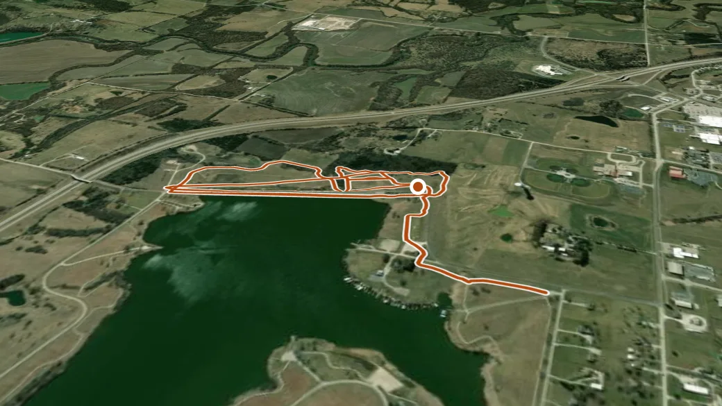 3-D terrain view of Miola Lake - South Trail