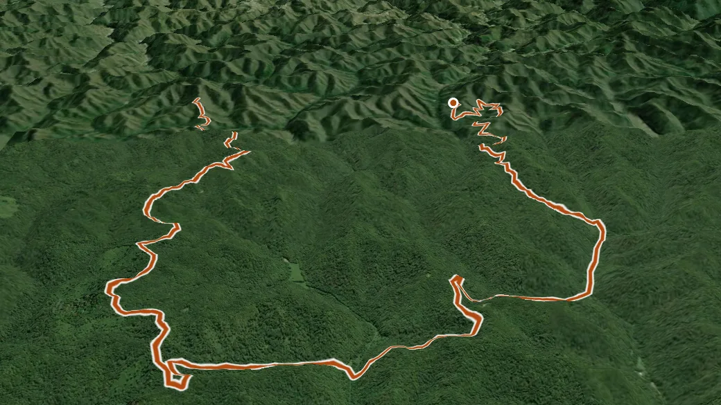 3-D terrain view of Gilbert Ck / Elisha Ck Loop