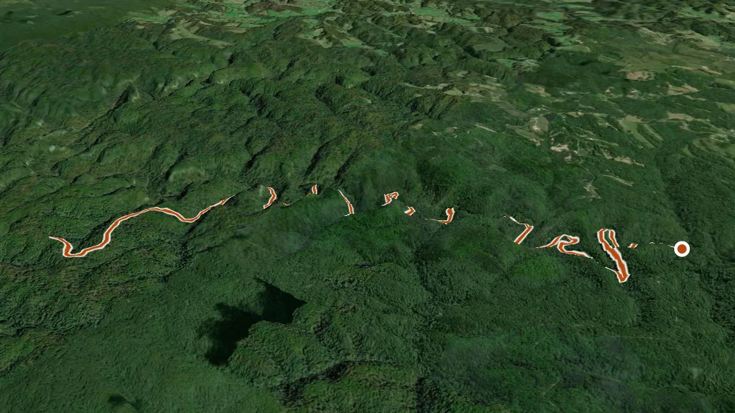 3-D terrain view of Swift Camp Creek
