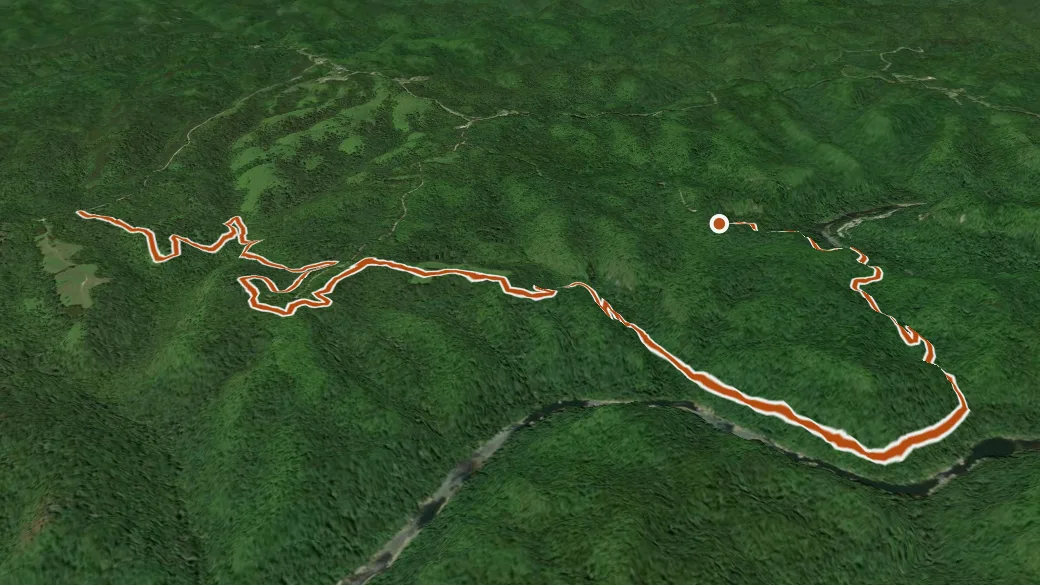 3-D terrain view of Kentucky Trail (Segment E)