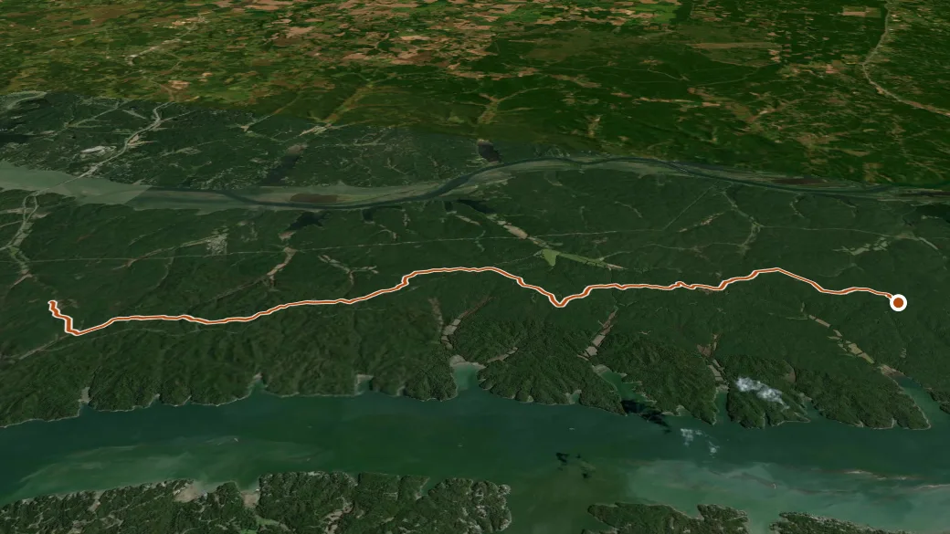 3-D terrain view of North-South Trail