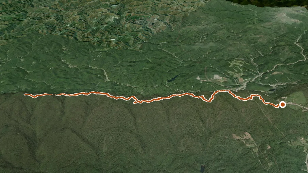 3-D terrain view of Pine Mountain State Scenic Trail - Highland Section