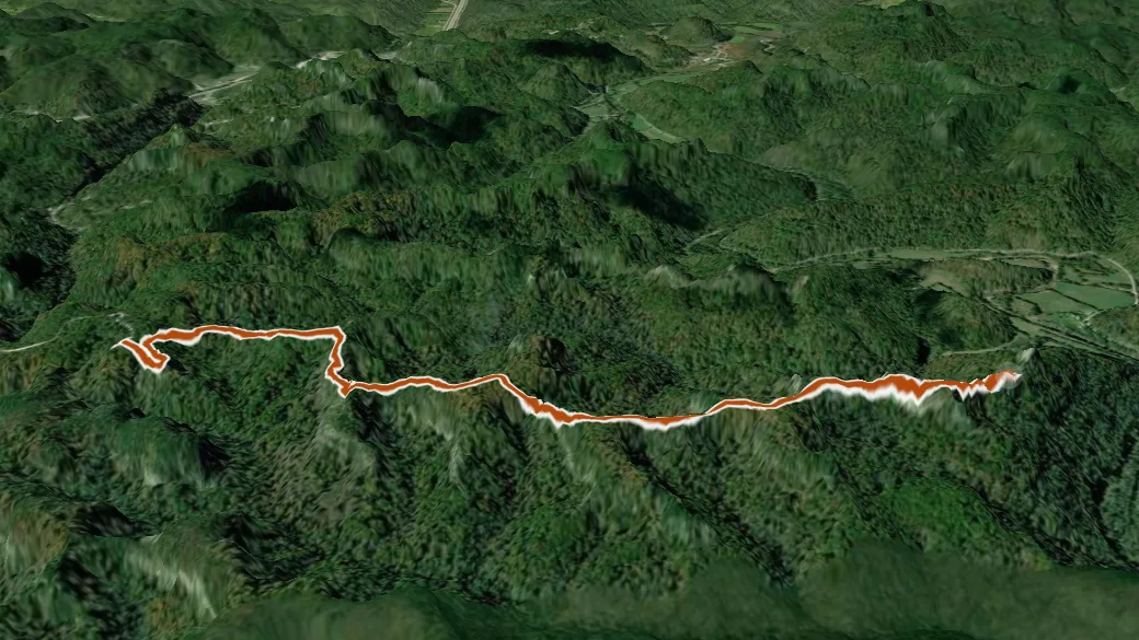 3-D terrain view of Auxier Ridge