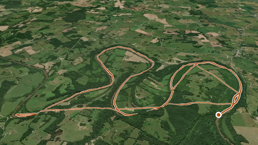 3-D terrain view of Green River Hart County