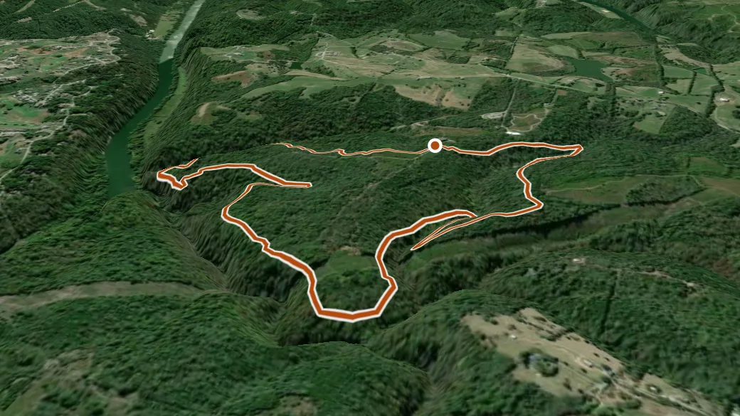 3-D terrain view of Red Loop Trail (Raven Run Nature Sanctuary)