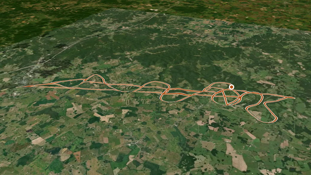 3-D terrain view of Green River Hart County