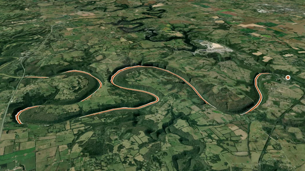 3-D terrain view of Kentucky River Pool 7