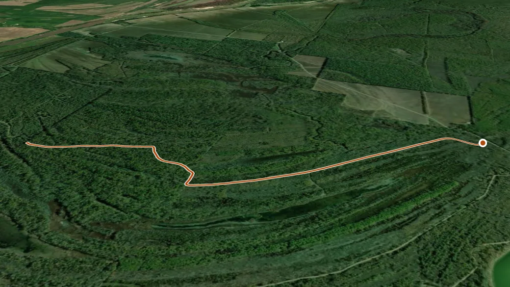 3-D terrain view of Westcut/Lake Long Club Road ATV Trail