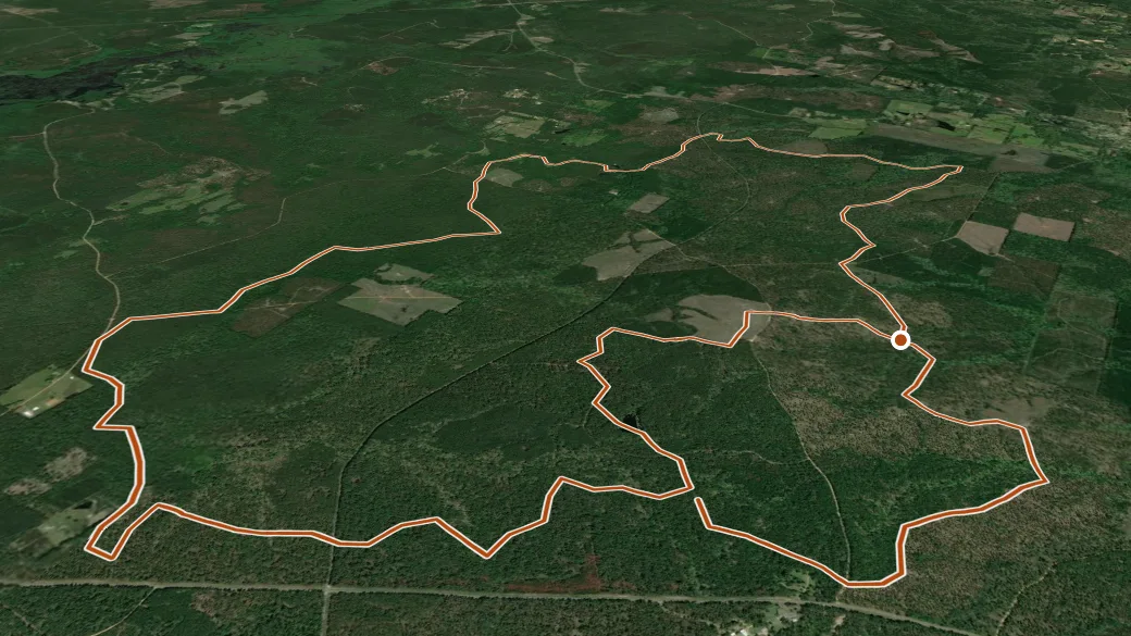 3-D terrain view of Gum Springs Horse Trail