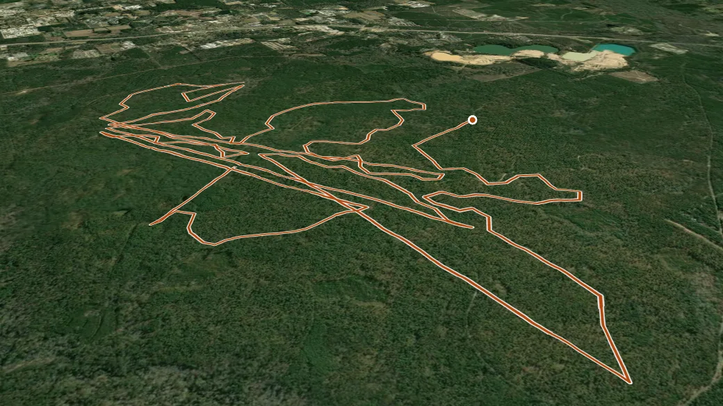 3-D terrain view of Claiborne Boy Scout Trail