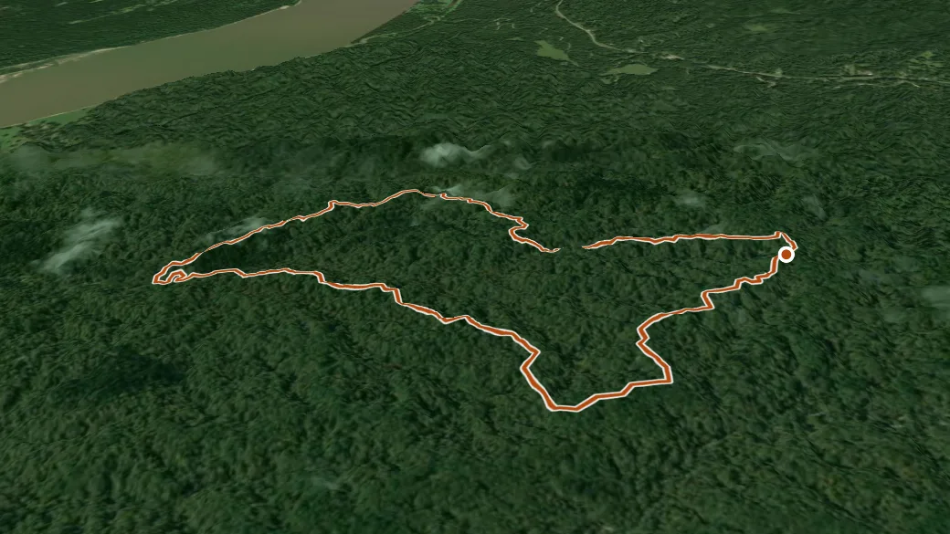 3-D terrain view of Tunica Hills Trail A