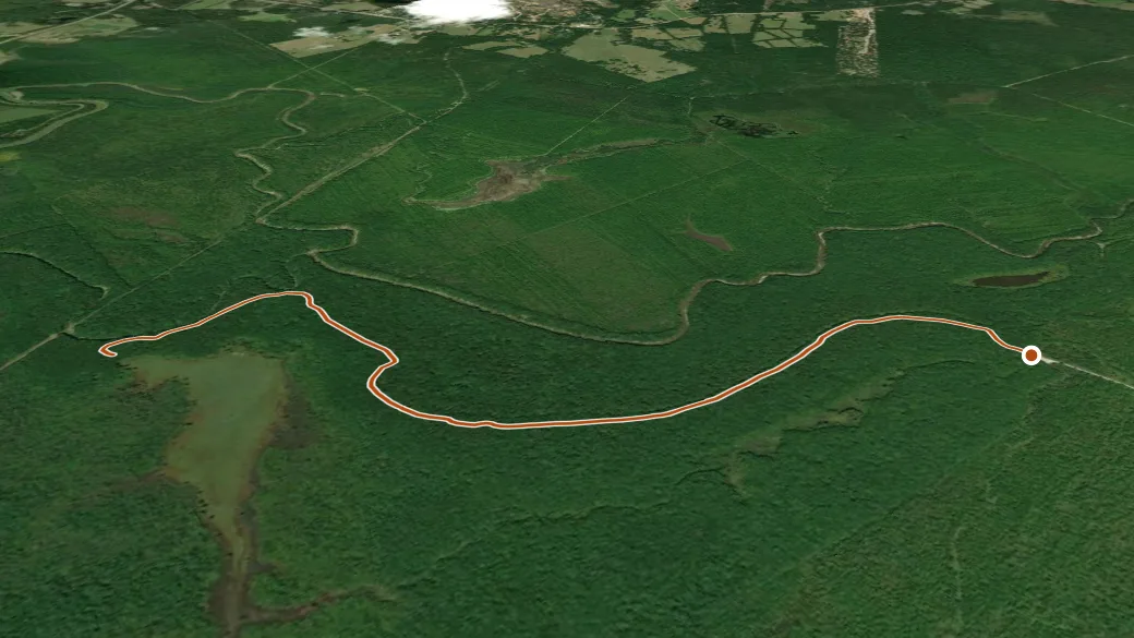 3-D terrain view of Dempsey Lake Trail