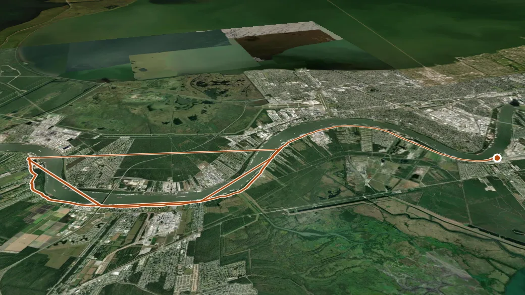 3-D terrain view of Mississippi River Trail