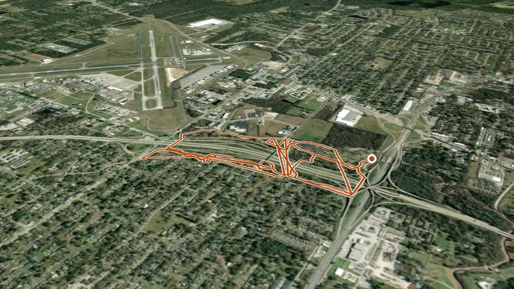 3-D terrain view of Scotlandville Parkway Path