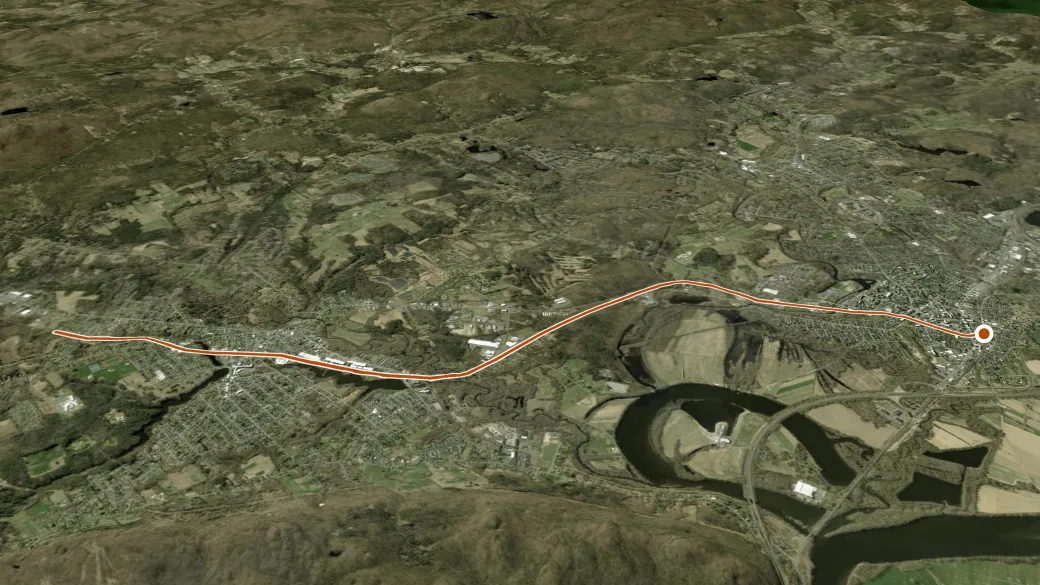 3-D terrain view of Manhan Rail Trail