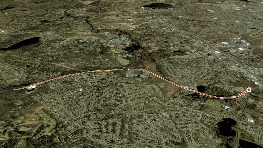 3-D terrain view of Peabody Bikeway Part 1