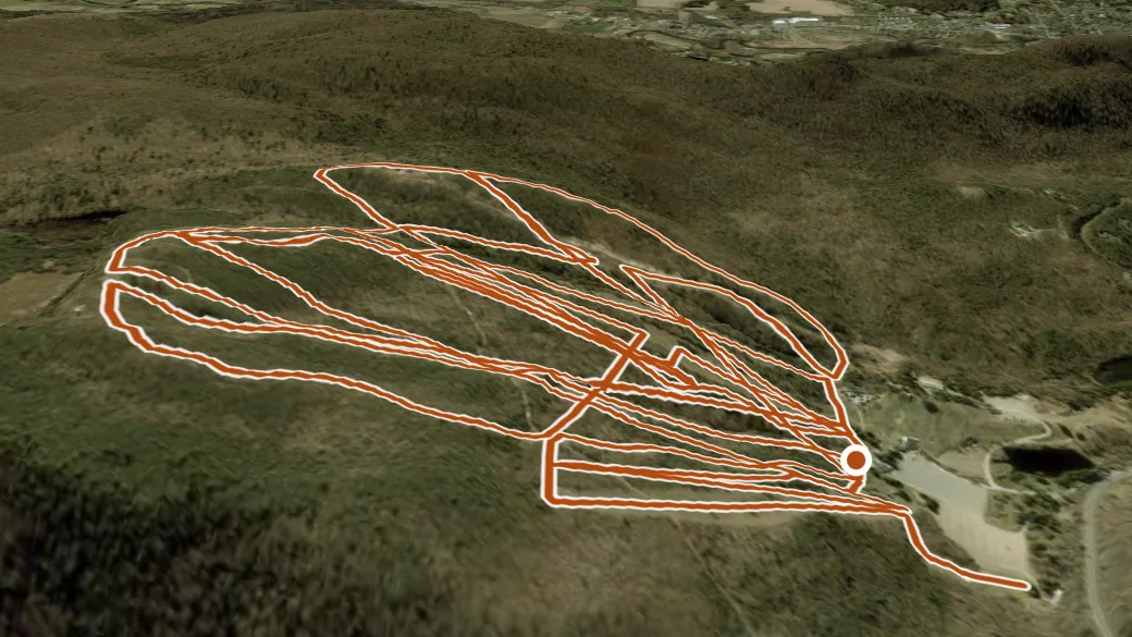 3-D terrain view of Ski Trail