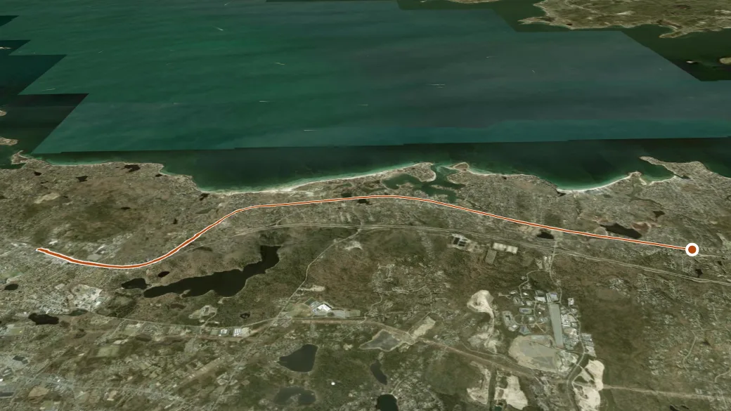 3-D terrain view of Shining Sea Bikeway