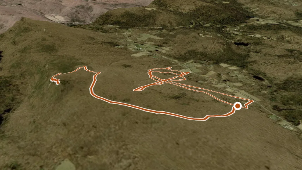 3-D terrain view of Peaked Mountain
