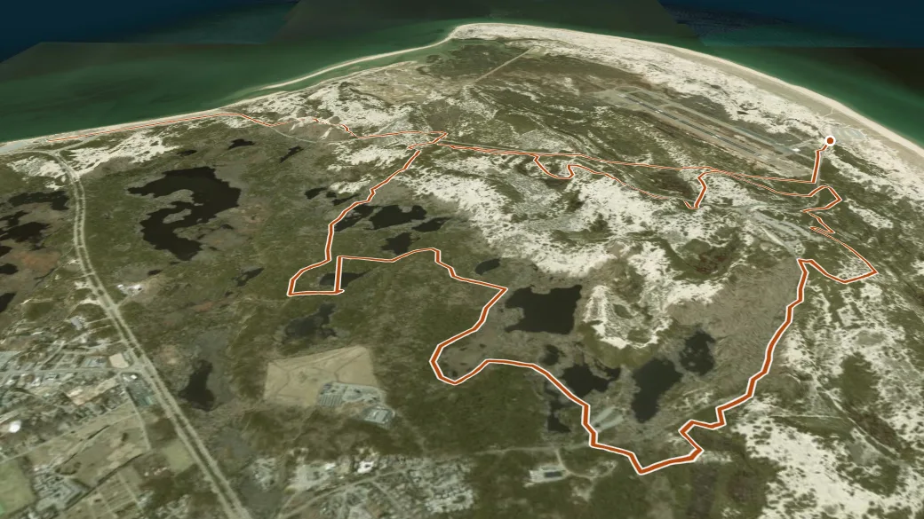 3-D terrain view of Province Lands Bike Trail