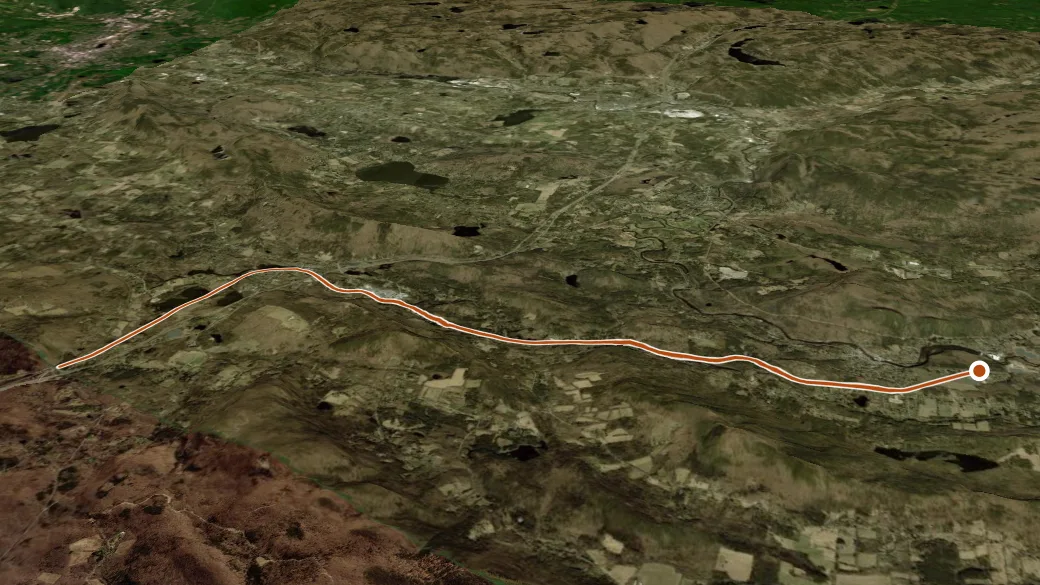 3-D terrain view of Willams River Rail Trail