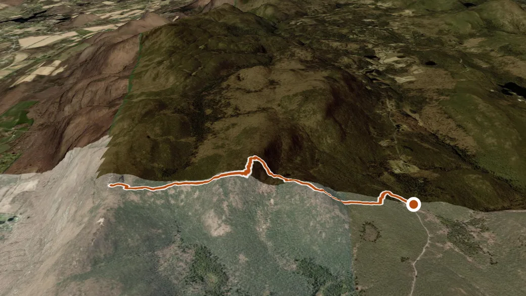 3-D terrain view of Mount Frissell Trail