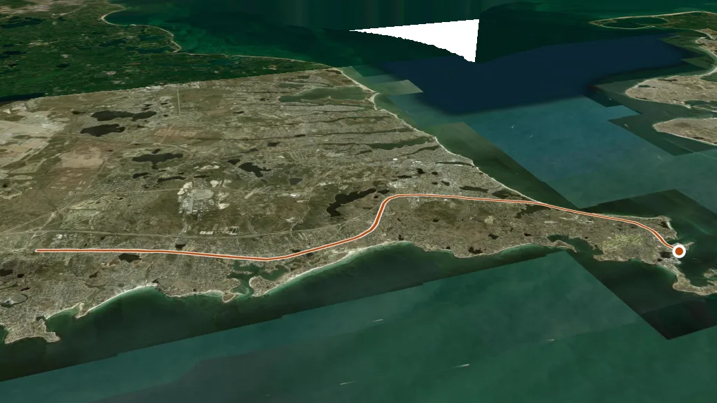 3-D terrain view of Falmouth Shining Sea Trail