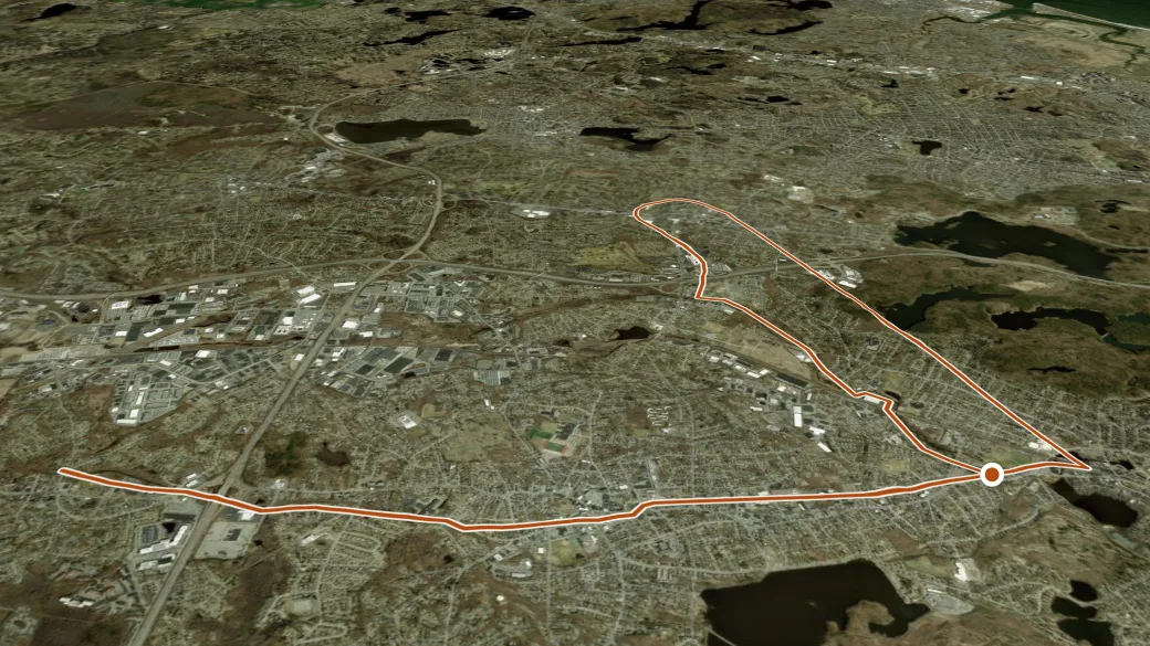 3-D terrain view of Tri-Community Bikeway