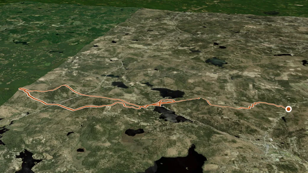 3-D terrain view of Midstate Trail