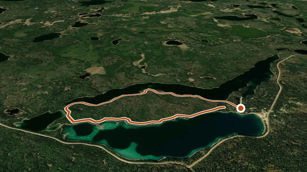 3-D terrain view of Blue Lakes Trail