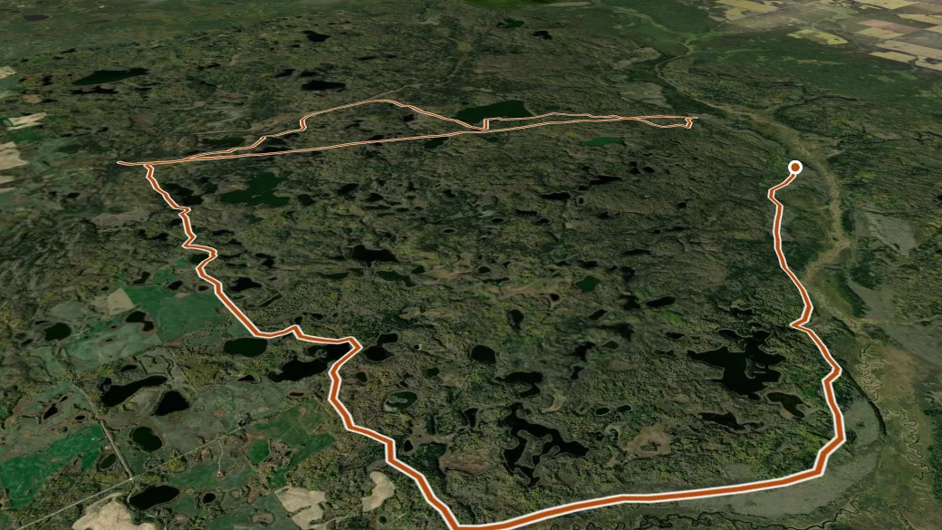 3-D terrain view of Tilson Lake Trail