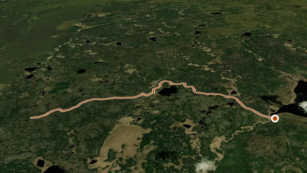 3-D terrain view of Cowan Lake