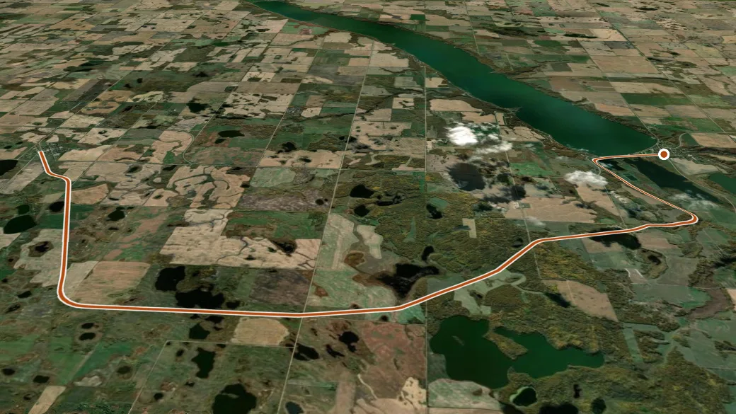 3-D terrain view of Strathcona Centennial Trail
