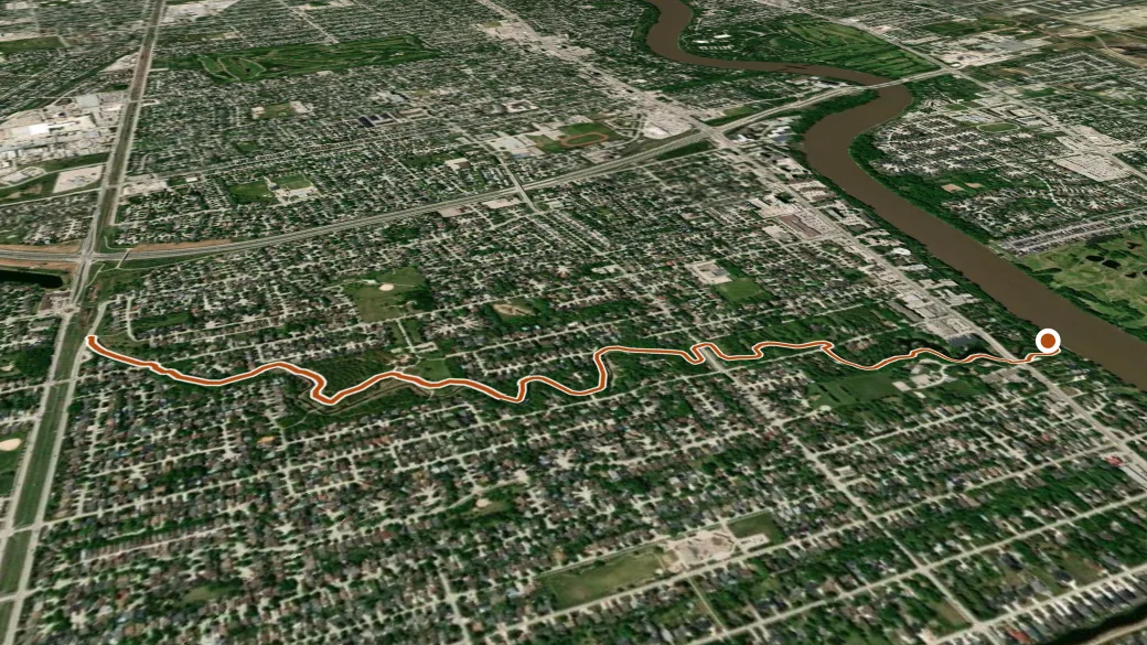3-D terrain view of Bunn's Creek Trail