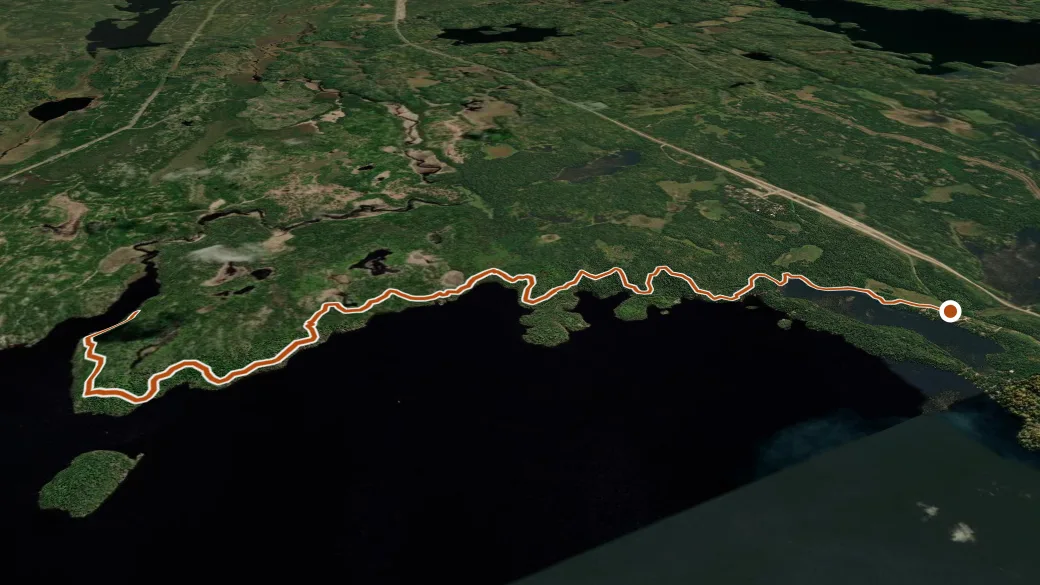 3-D terrain view of Hunt Lake Trail