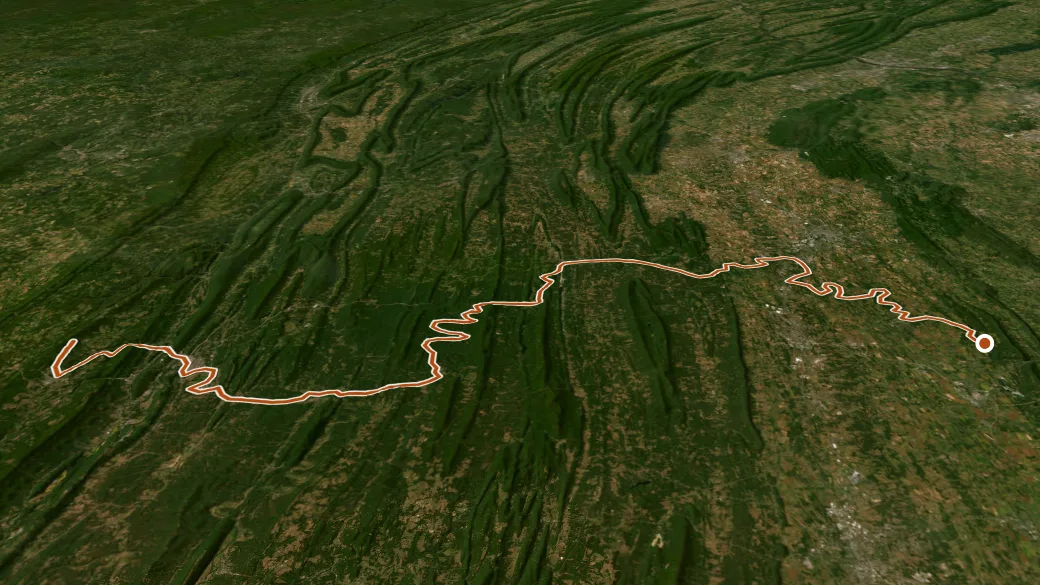 3-D terrain view of Potomac Heritage National Scenic Trail