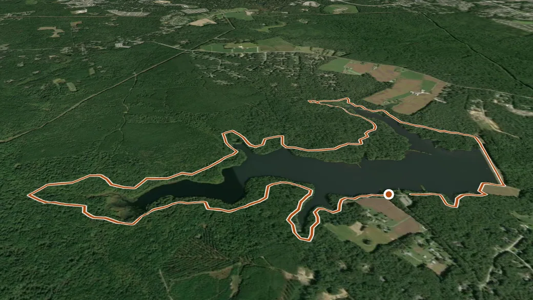 3-D terrain view of St Marys Lake Trail