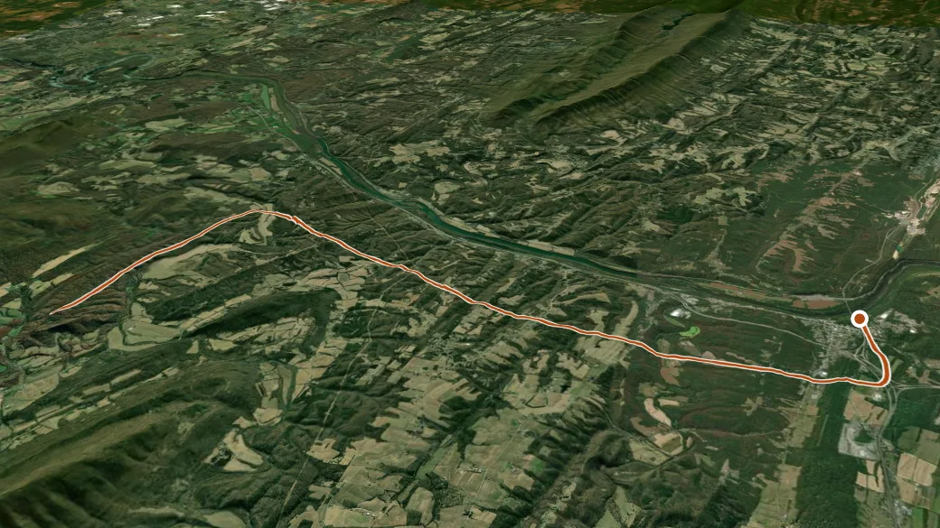 3-D terrain view of Tuscarora Trail