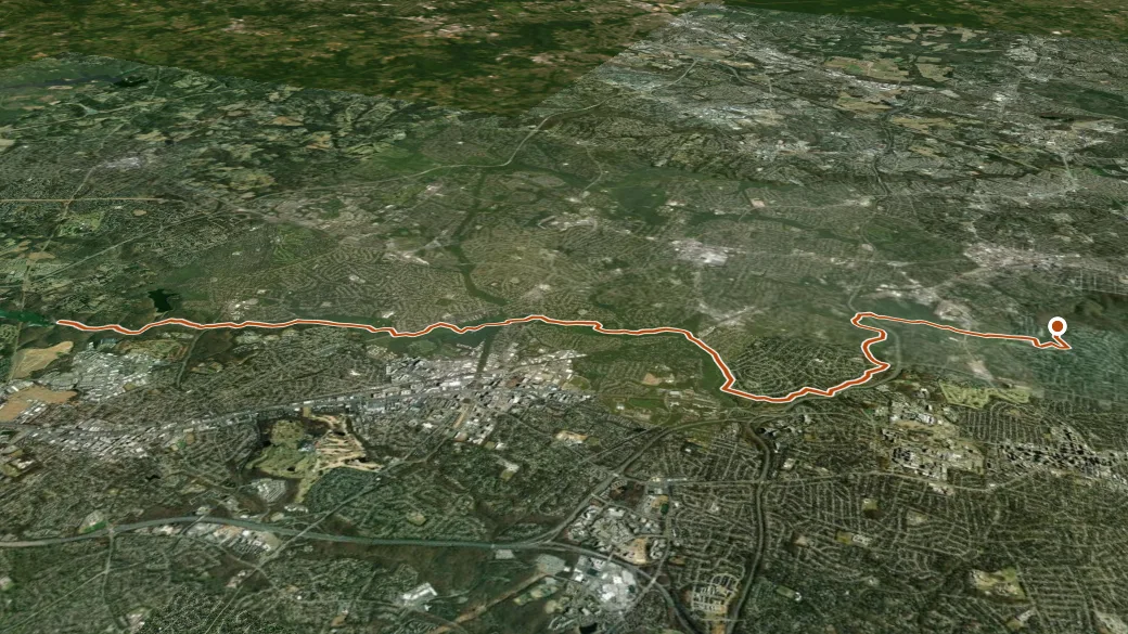 3-D terrain view of Rock Creek Trail