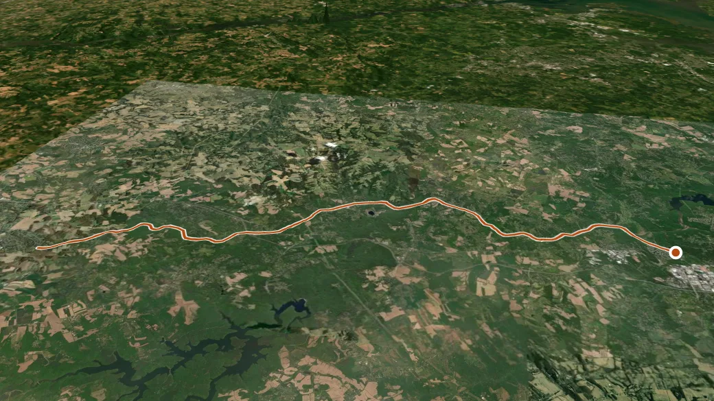 3-D terrain view of Torrey C Brown Rail Trail