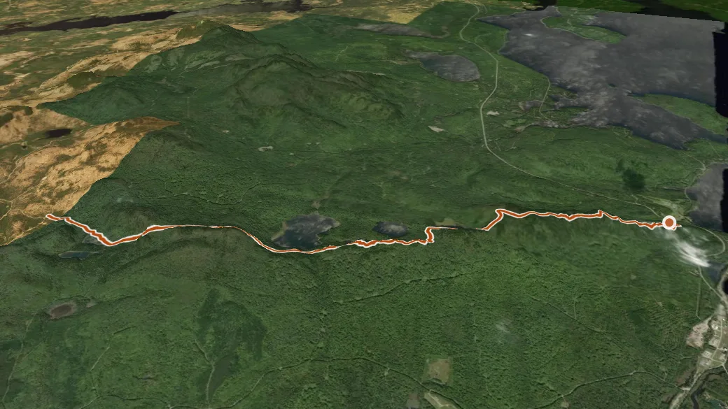 3-D terrain view of Little Moose Mountain Trail