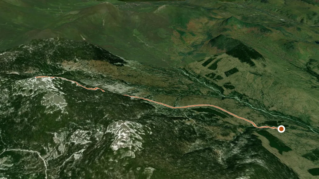 3-D terrain view of Mount Abraham Trail