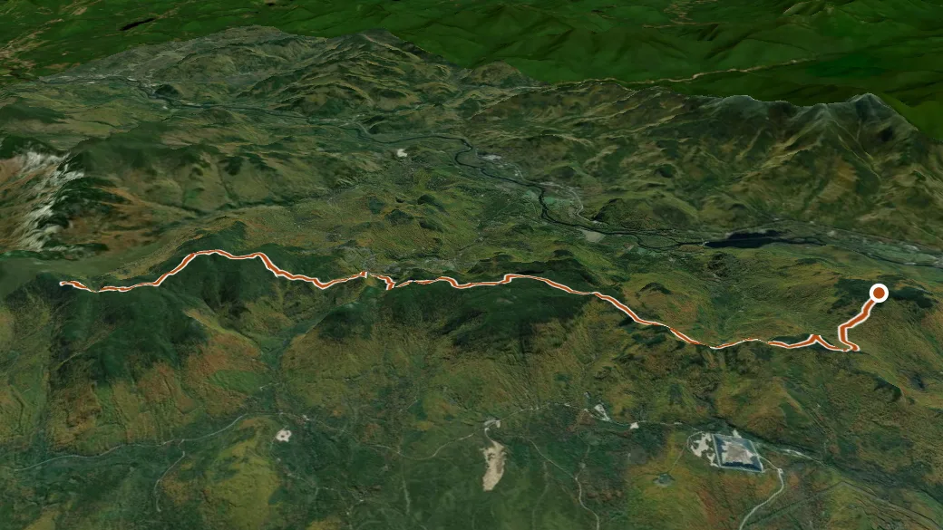 3-D terrain view of Mahoosuc Trail