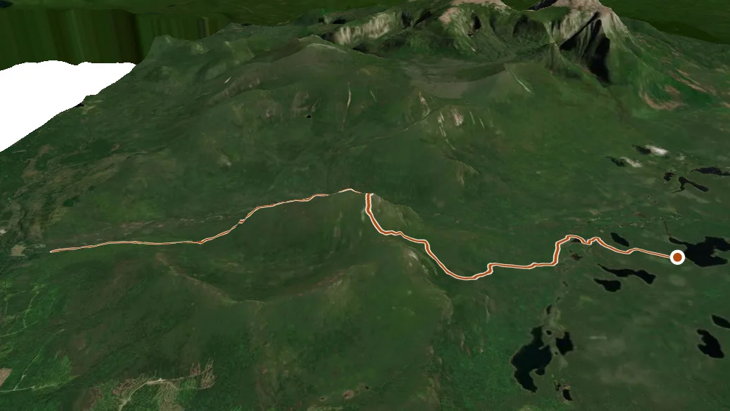 3-D terrain view of Doubletop Trail