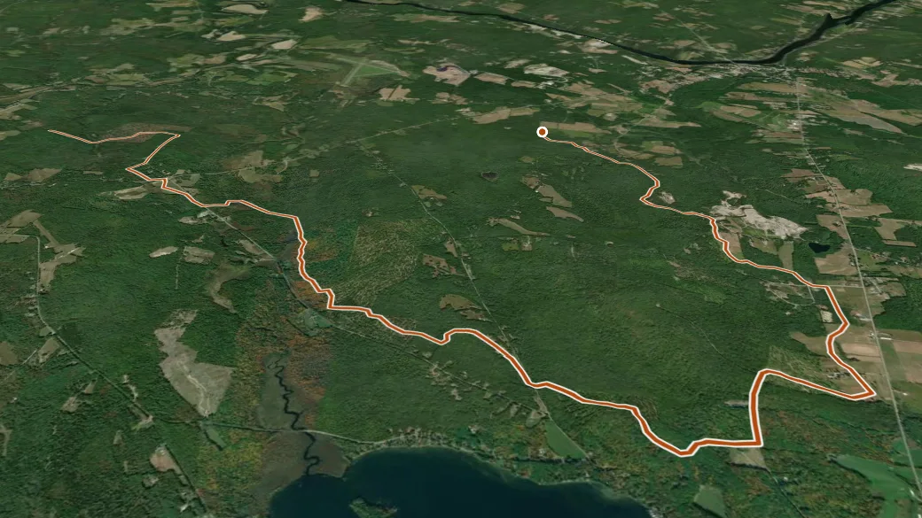 3-D terrain view of Snowmobile Smithfield trail